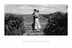Carte de remerciement mariage Simple 1 photo paysage bleu & jaune Carte de remerciement mariage Simple 1 photo paysage bleu & jaune