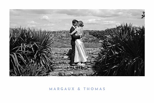 Carte de remerciement mariage Simple 1 photo paysage bleu & jaune - Page 1