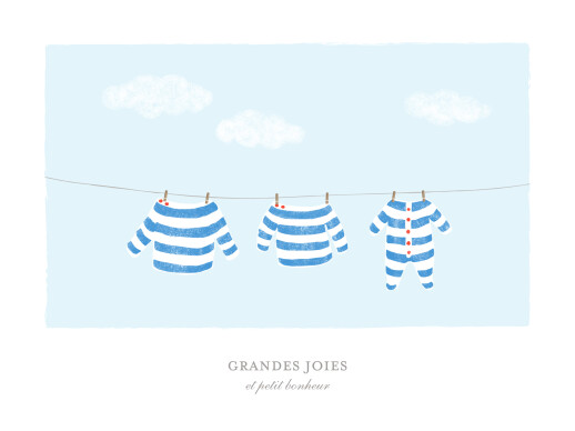 Affiche Fil à linge marinière bleu - Vue 2 Affiche Fil à linge marinière bleu - Vue 2