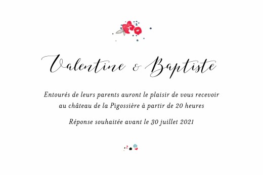 Carton d'invitation mariage Romance blanc Carton d'invitation mariage Romance blanc