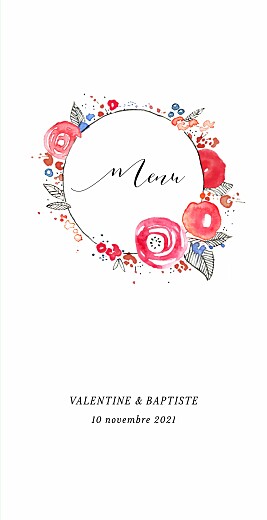 Menu de mariage Romance (4 pages) blanc Menu de mariage Romance (4 pages) blanc