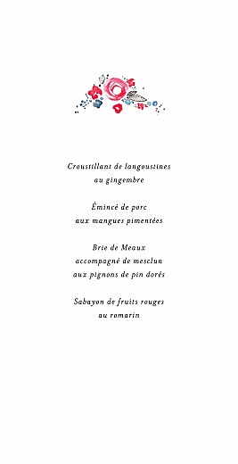 Menu de mariage Romance (4 pages) blanc Menu de mariage Romance (4 pages) blanc