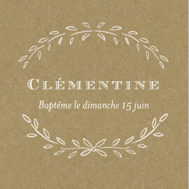 Etiquette perforée baptême Poème kraft