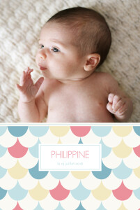 Faire-part de naissance Motif graphique 2 photos 4p fille Faire-part de naissance Motif graphique 2 photos 4p fille