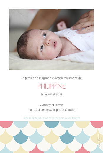 Faire-part de naissance Motif graphique 2 photos 4p fille Faire-part de naissance Motif graphique 2 photos 4p fille