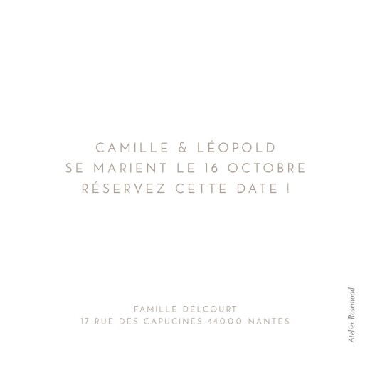 Save the Date Simple 1 photo carré blanc - Verso Save the Date Simple 1 photo carré blanc - Verso