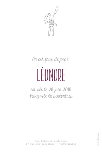 Faire-part de naissance Mon petit doudou lapin blanc - Page 2 Faire-part de naissance Mon petit doudou lapin blanc - Page 2