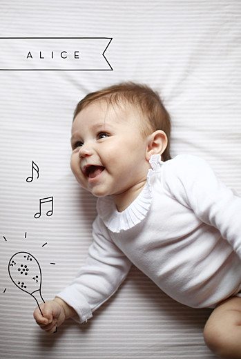 Faire-part de naissance Mon petit musicien noir Faire-part de naissance Mon petit musicien noir