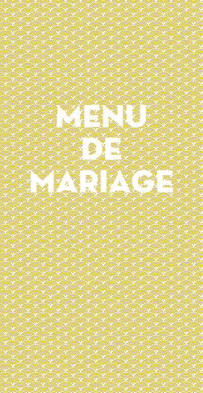 Menu de mariage Seigaiha jaune finition Menu de mariage Seigaiha jaune finition