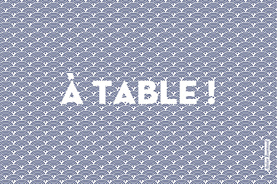 Marque-table mariage Seigaiha bleu finition Marque-table mariage Seigaiha bleu finition