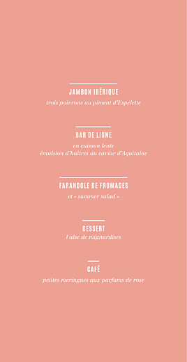 Menu de mariage Trait contemporain (4 pages) corail - Page 3 Menu de mariage Trait contemporain (4 pages) corail - Page 3