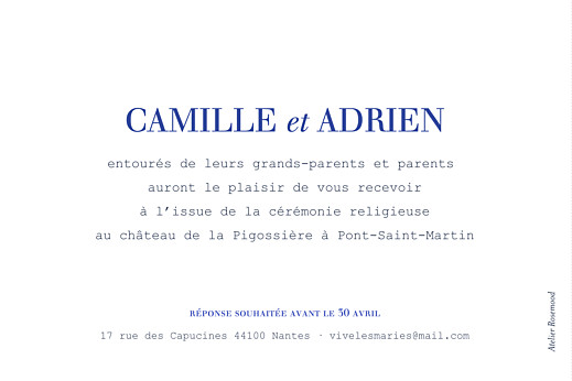 Carton d'invitation mariage Marin blanc Carton d'invitation mariage Marin blanc