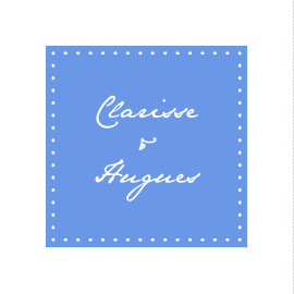 Etiquette perforée mariage Carré contemporain bleu