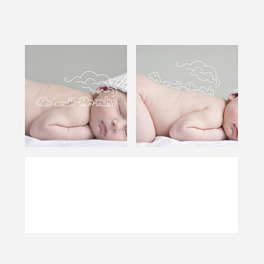 Faire-part de naissance Mon petit voyageur blanc - Vue 2 Faire-part de naissance Mon petit voyageur blanc - Vue 2
