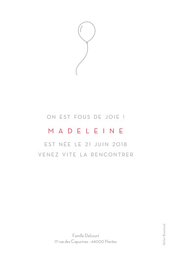 Faire-part de naissance Mon petit ballon blanc Faire-part de naissance Mon petit ballon blanc