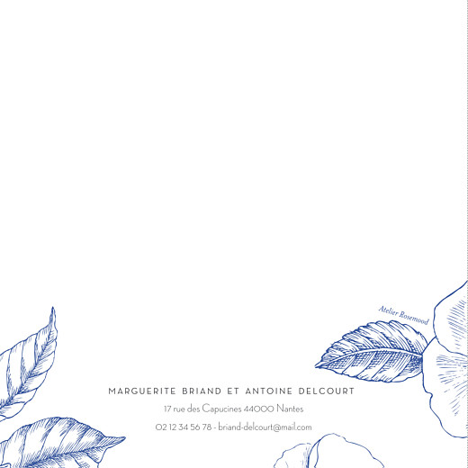Faire-part de mariage Gravure chic bleu Faire-part de mariage Gravure chic bleu