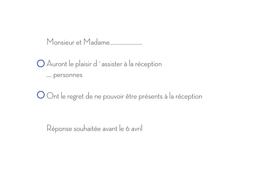 Carton réponse mariage Gravure chic bleu Carton réponse mariage Gravure chic bleu