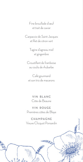 Menu de mariage Gravure chic bleu - Page 2 Menu de mariage Gravure chic bleu - Page 2