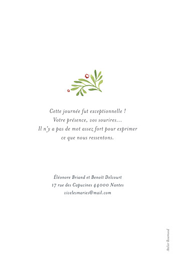 Carte de remerciement mariage Murmure de forêt vert - Verso Carte de remerciement mariage Murmure de forêt vert - Verso