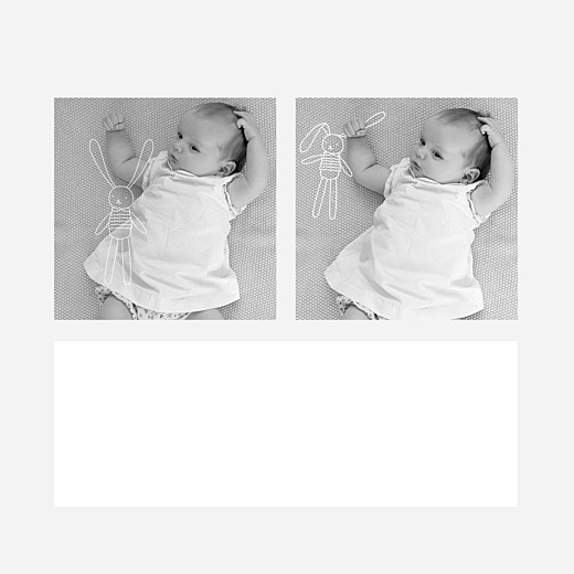 Faire-part de naissance Mon petit doudou lapin blanc - Vue 2 Faire-part de naissance Mon petit doudou lapin blanc - Vue 2