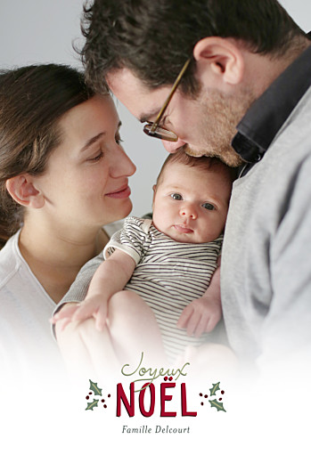 Carte de voeux Houx de noël rouge Carte de voeux Houx de noël rouge