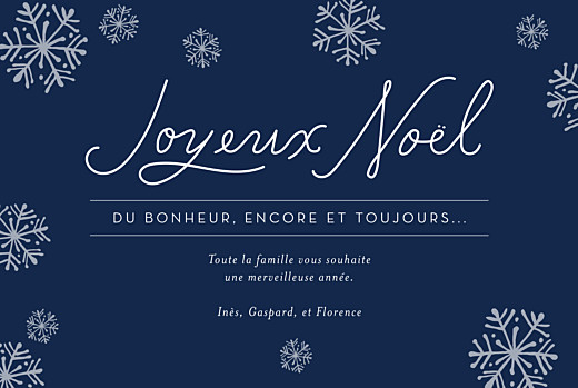 Carte de voeux Flocons de noël (dorure) bleu Carte de voeux Flocons de noël (dorure) bleu