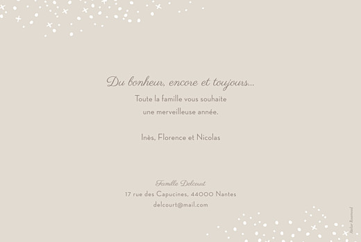 Carte de voeux Neige chic (dorure) beige - Verso Carte de voeux Neige chic (dorure) beige - Verso