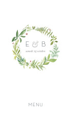 Menu de mariage Murmure de forêt vert