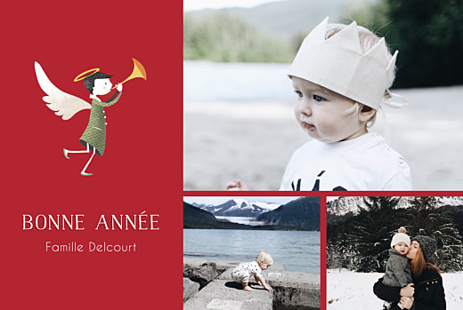 Carte de voeux Ange (3 photos) rouge Carte de voeux Ange (3 photos) rouge