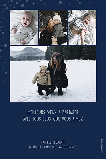 Carte de voeux Mille flocons 5 photos bleu Carte de voeux Mille flocons 5 photos bleu
