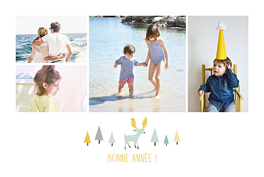 Carte de voeux Renne scandinave 4 photos blanc Carte de voeux Renne scandinave 4 photos blanc