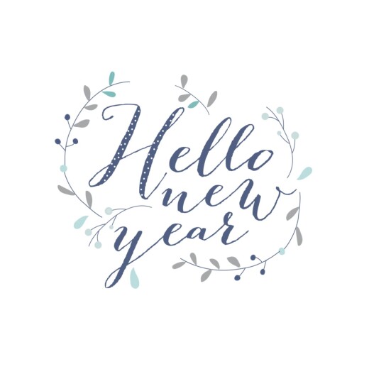 Carte de voeux Hello New Year 3 photos bleu - Recto Carte de voeux Hello New Year 3 photos bleu - Recto