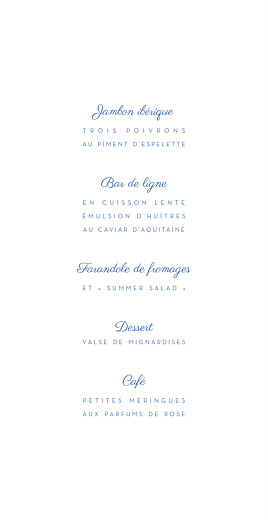Menu de mariage Justifié contemporain bleu - Page 3 Menu de mariage Justifié contemporain bleu - Page 3