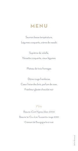 Menu de mariage Gypsophile gris Menu de mariage Gypsophile gris