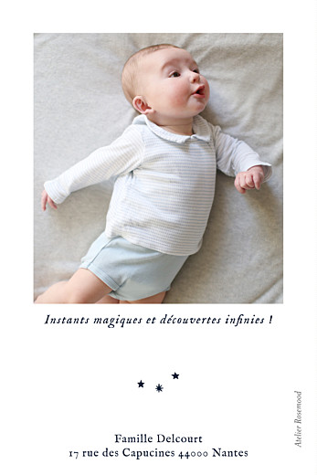 Carte de remerciement Ma petite étoile blanc - Verso Carte de remerciement Ma petite étoile blanc - Verso