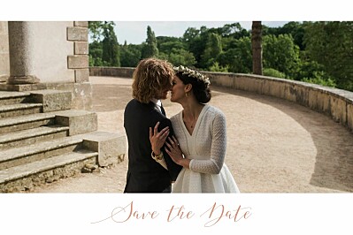 Save the Date Bandeau 1 photo paysage blanc finition Save the Date Bandeau 1 photo paysage blanc finition