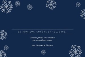 Carte de voeux Flocons de neige (dorure) bleu Carte de voeux Flocons de neige (dorure) bleu