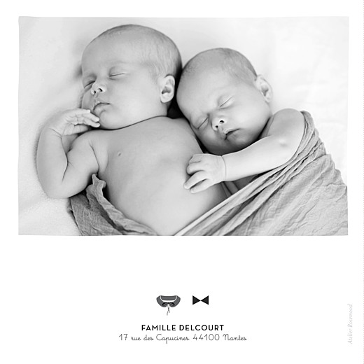 Faire-part de naissance Dandy & coquette (4 pages) gris Faire-part de naissance Dandy & coquette (4 pages) gris