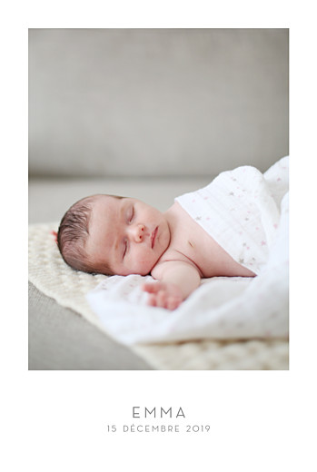 Faire-part de naissance Élégant 1 photo portrait blanc Faire-part de naissance Élégant 1 photo portrait blanc