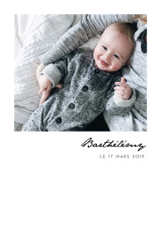 Faire-part de naissance Un joli mot portrait blanc