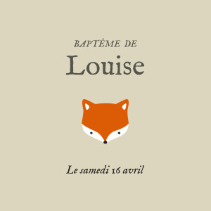 Etiquette perforée baptême Renard beige