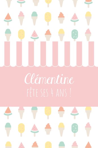 Carte d'anniversaire Ice cream photo rose - Recto Carte d'anniversaire Ice cream photo rose - Recto