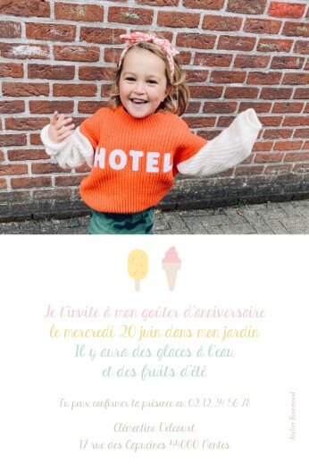 Carte d'anniversaire Ice cream photo rose - Verso Carte d'anniversaire Ice cream photo rose - Verso