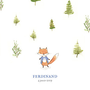 Faire-part de naissance Renard aquarelle photo bleu Faire-part de naissance Renard aquarelle photo bleu