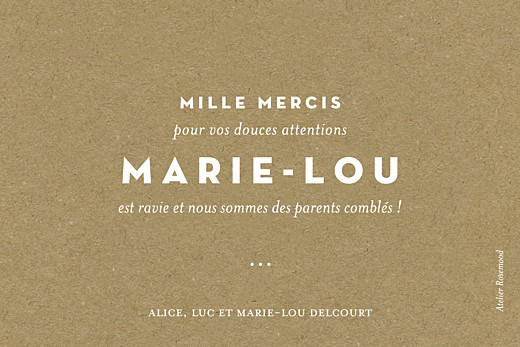Carte de remerciement Mon petit trésor (dorure) kraft Carte de remerciement Mon petit trésor (dorure) kraft