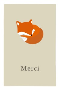 Carte de remerciement Renard 1 photo beige & orange Carte de remerciement Renard 1 photo beige & orange