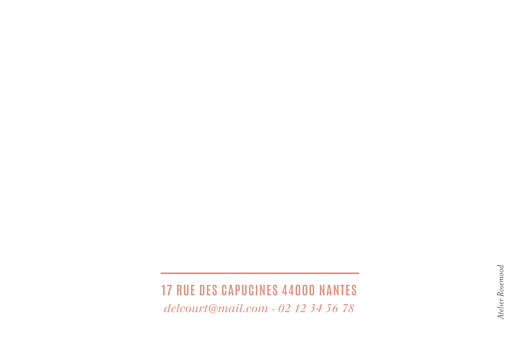Carte de correspondance Trait contemporain corail - Verso Carte de correspondance Trait contemporain corail - Verso