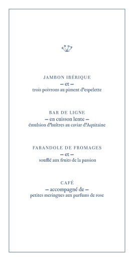 Menu de mariage Nature chic (4 pages) dorure bleu - Page 3 Menu de mariage Nature chic (4 pages) dorure bleu - Page 3