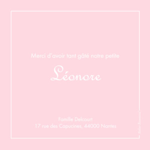 Carte de remerciement Merci classique liseré photo rose layette Carte de remerciement Merci classique liseré photo rose layette