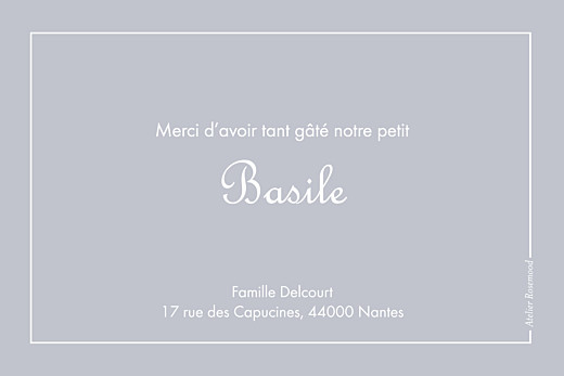 Carte de remerciement Merci classique liseré paysage gris - Recto Carte de remerciement Merci classique liseré paysage gris - Recto